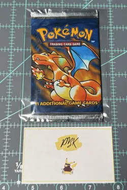 Pokemon Base Set Charizard Pack art OPENED - Image 1