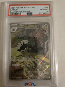 Pokemon TCG Lairon 184/167 Twilight Masquerade Illustration Rare Card - PSA 10 - Image 1