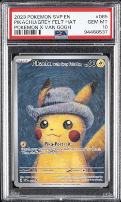 2023 POKEMON SVP EN-SV BLACK STAR PROMO #085 PIKACHU WITH GREY FELT HAT PSA 10 - Image 1