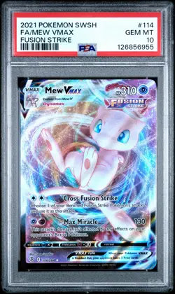 2021 POKEMON SWORD & SHIELD FUSION STRIKE #114 FULL ART/MEW VMAX PSA 10 - Image 1