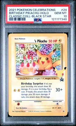 2021 POKEMON CELEBRATIONS CLASSIC COLL #24 BIRTHDAY PIKACHU-HOLO PSA 10 - Image 1