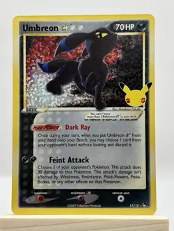 Pokemon TCG Umbreon Gold Star 17/17 Celebrations Classic Collection Holo MINT NM - Image 1