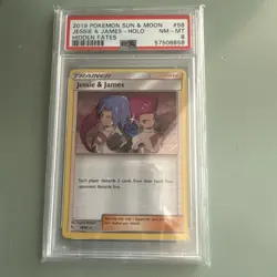 Jessie & James 58/68 2019 POKEMON SUN & MOON Hidden Fates Holo PSA 8 - Image 1