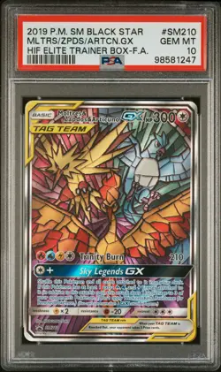 2019 POKEMON SM BLACK STAR PROMO FULL ART/MOLTRES & ZAPDOS & ARTICUNO GX PSA 10 - Image 1