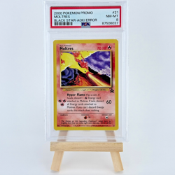 POKEMON 2000 Promo MOLTRES Black Star Aoki Error #21 PSA 8 RARE - Image 1