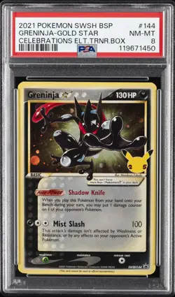 2021 POKEMON SWSH BLACK STAR PROMO #144 GRENINJA-GOLD STAR PSA 8 - Image 1