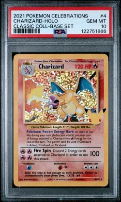 2021 POKEMON CELEBRATIONS CLASSIC COLL #4 CHARIZARD-HOLO PSA 10 - Image 1