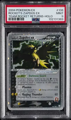 2004 POKEMON EX TEAM ROCKET RETURNS #106 ROCKET'S ZAPDOS EX-HOLO PSA 9 - Image 1