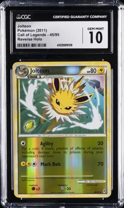 2011 POKEMON CALL OF LEGENDS, REVERSE HOLO #45/95 JOLTEON CGC 10 GEM MINT - Image 1