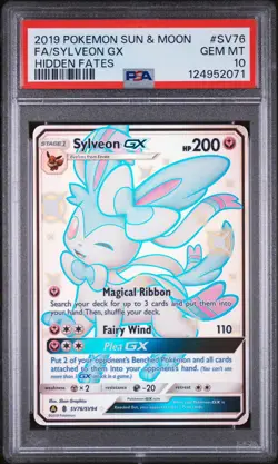 2019 POKEMON SUN & MOON HIDDEN FATES #SV76 FULL ART/SYLVEON GX PSA 10 - Image 1