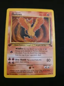 Moltres 27/62 Fossil 1st Edition 1999 Pokemon TCG Card LP NM - Image 1