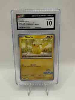 CGC GEM MINT 10 Pikachu Pokemon Card #214 Black Star Promo Illustration Contest - Image 1