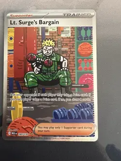Pokemon TCG Lt. Surge's Bargain 185/132 SIR Mega Evolution NM - Image 1