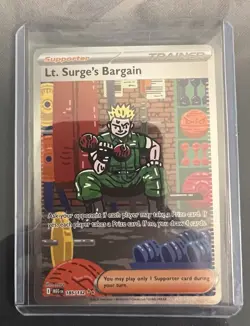 Pokemon TCG Lt. Surge's Bargain 185/132 SIR Mega Evolution NM - Image 3