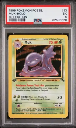 1999 POKEMON FOSSIL 1ST ED #13 MUK-HOLO PSA 5 - Image 1