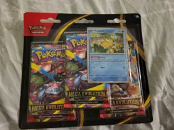 Pokemon Unopened Mega Evolution Three Pack Psyduck Holo Foil Sealed - Image 1