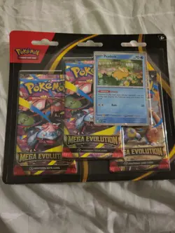 Pokemon Unopened Mega Evolution Three Pack Psyduck Holo Foil Sealed - Image 3