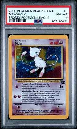 2000 POKEMON PROMO BLACK STAR POKEMON LEAGUE #9 MEW-HOLO PSA 8 - Image 1
