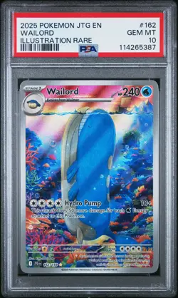 2025 POKEMON JTG EN-JOURNEY TOGETHER ILLUSTRATION RARE #162 WAILORD PSA 10 - Image 1