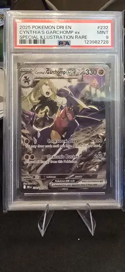 Pokemon TCG Cynthia's Garchomp ex SIR 232/182 - PSA 9 - Destined Rivals - Image 1