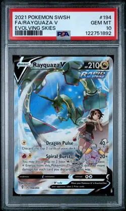 2021 POKEMON SWORD & SHIELD EVOLVING SKIES #194 FULL ART/RAYQUAZA V PSA 10 - Image 1