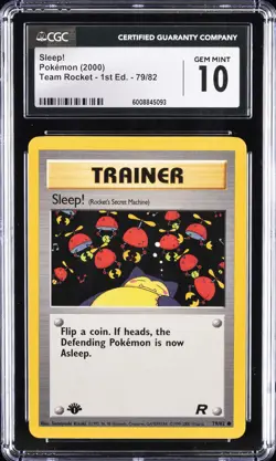 2000 POKEMON TEAM ROCKET - 1ST. ED. #79/82 SLEEP! CGC 10 GEM MINT - Image 1