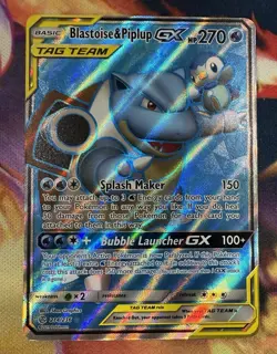 Pokemon TCG Blastoise Piplup Tag Team GX Cosmic Eclipse Holo Card 214/236 - Image 1