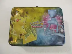 Pokemon Trading Card Game Tin Lunch Box storage box Pikachu 2017 - Image 1