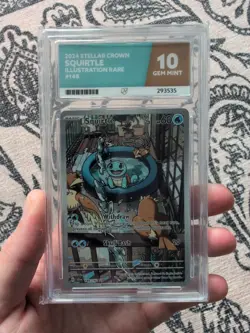 Perfect Sub-Grades Pokemon TCG Stellar Crown Squirtle Card 148/142 SAR-Ace 10 - Image 1
