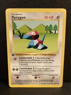 Porygon 39/102 1st Edition Shadowless Base Set Pokemon Card TCG NM - Image 1