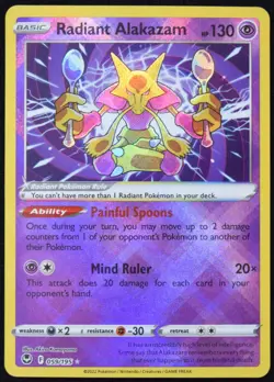 Pokemon TCG Radiant Alakazam 059/195 2022 Silver Tempest Radiant Rare Card - NM - Image 1