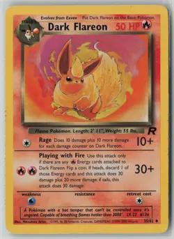 Dark Flareon 35/82 Pokemon TCG Team Rocket Regular Card WOTC (Heavy Play) HP 1 - Image 1