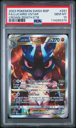 2023 POKEMON SWSH BLACK STAR PROMO #291 FULL ART/LUCARIO VSTAR PSA 10 - Image 1
