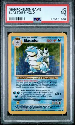 1999 POKEMON BASE SET UNLIMITED #2 BLASTOISE-HOLO PSA 7 - Image 1