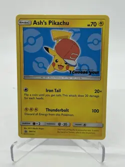 Ash's Pikachu SM114 Sun & Moon Black Star Promo Pokemon TCG - Image 1
