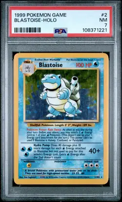 1999 POKEMON BASE SET UNLIMITED #2 BLASTOISE-HOLO PSA 7 - Image 1