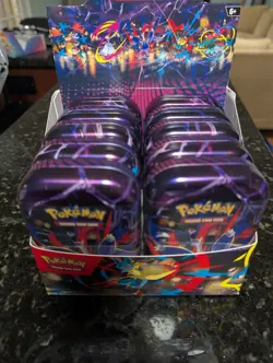 Pokemon TCG Mega Evolution Heroes Mini Tin x10 with display Tins Factory Sealed - Image 1