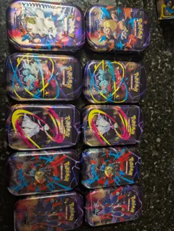 Pokemon TCG Mega Evolution Heroes Mini Tin x10 with display Tins Factory Sealed - Image 2