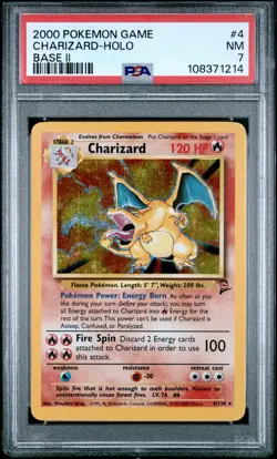 2000 POKEMON BASE SET 2 #4 CHARIZARD-HOLO PSA 7 - Image 1