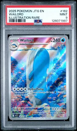 2025 POKEMON JTG EN-JOURNEY TOGETHER ILLUSTRATION RARE #162 WAILORD PSA 9 - Image 1