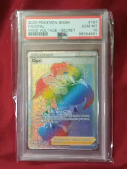 PSA 10 Opal Vivid Voltage 197/185 Holo Secret Rare 2020 Pokemon Rainbow - Image 1