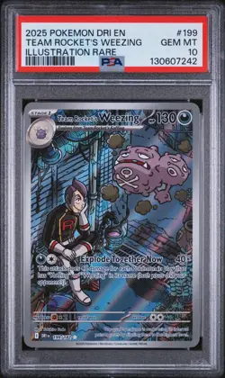PSA 10 TEAM ROCKET'S WEEZING #199 ILLUSTRATION RARE 2025 POKEMON DESTINED RIVALS - Image 1