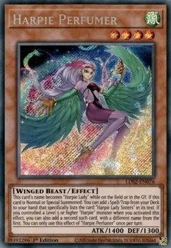 Yugioh! LP Harpie Perfumer - LDS2-EN076 - Secret Rare - 1st Edition Lightly Play - Image 1