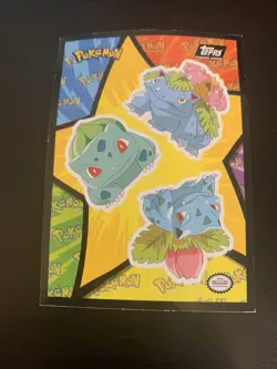 Topps Blue Label First Movie Sticker/Puzzle Card Bulbasaur, Ivysaur & Venusaur - Image 1
