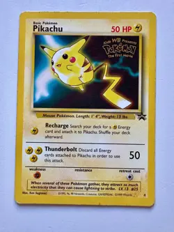 Pikachu #4 1999 Black Star WB Pokemon the First Movie Promo Pokemon TCG Card - Image 1