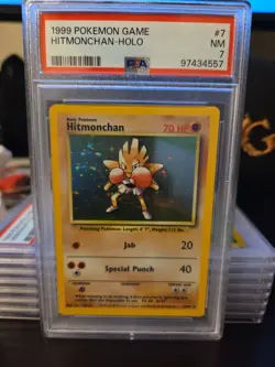 Pokemon TCG Hitmonchan Base Set Holo Unlimited Rare Card PSA 7 - Image 1