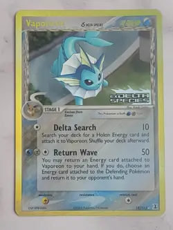 Vaporeon 18/113 Pokemon TCG Ex Delta Species Reverse Holo Rare STAMPED Pokemon - Image 1