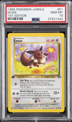 1999 POKEMON JUNGLE 1ST ED #51 EEVEE PSA 10 - Image 1
