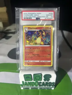 2020 Pokemon SWSH Charizard- Holo #025 Vivid Voltage- Cracked Ice PSA 10 - Image 1