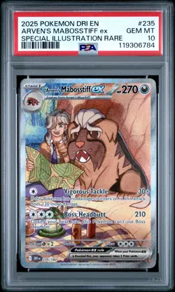 2025 POKEMON DRI EN-DESTINED RIVALS #235 ARVEN'S MABOSSTIFF EX PSA 10 - Image 1